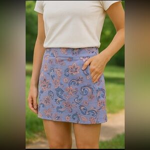 Talbots Lavender Paisley Skort – Zip Pockets, Built-In Shorts – Size Medium